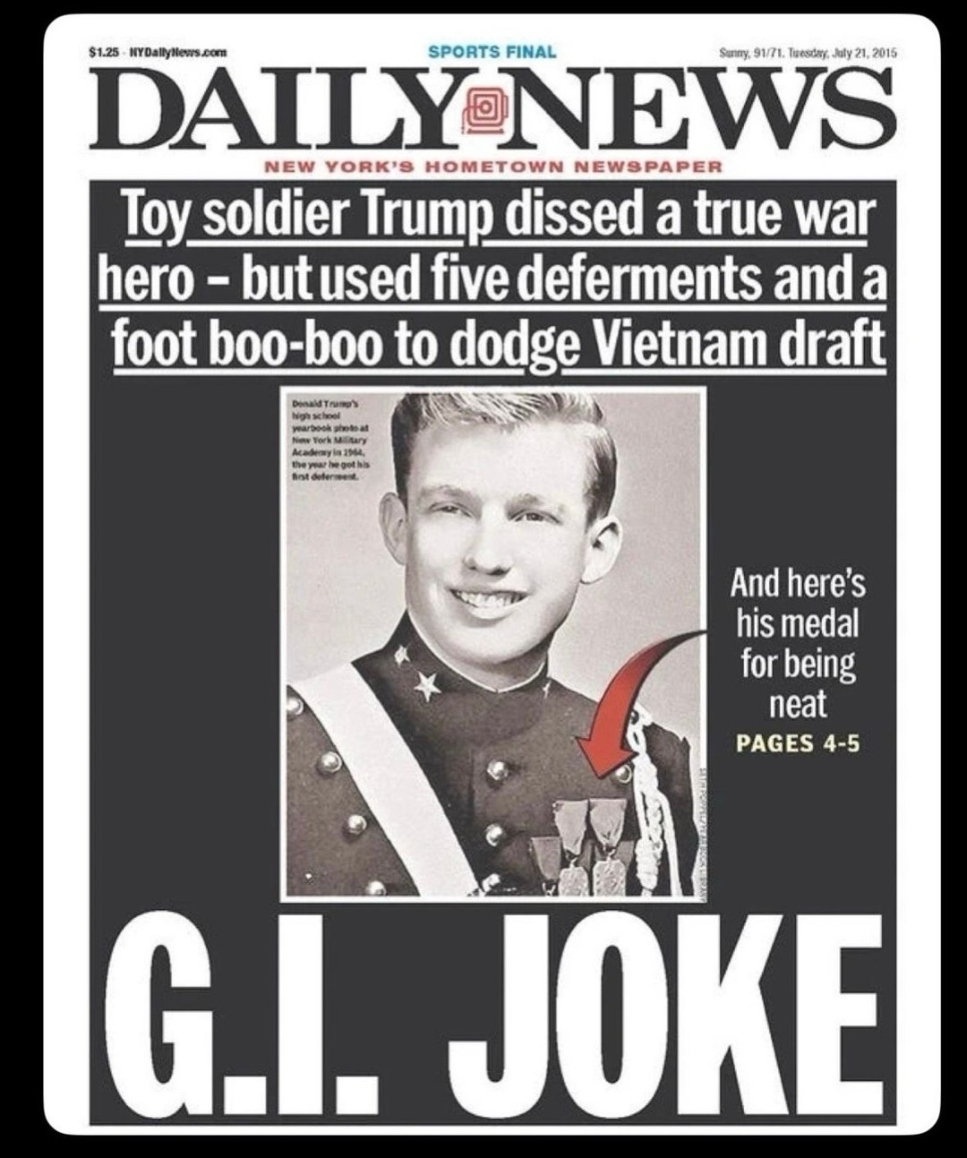 Deferment coward -in -chief,  his billionaire family, & remaining supporters…
