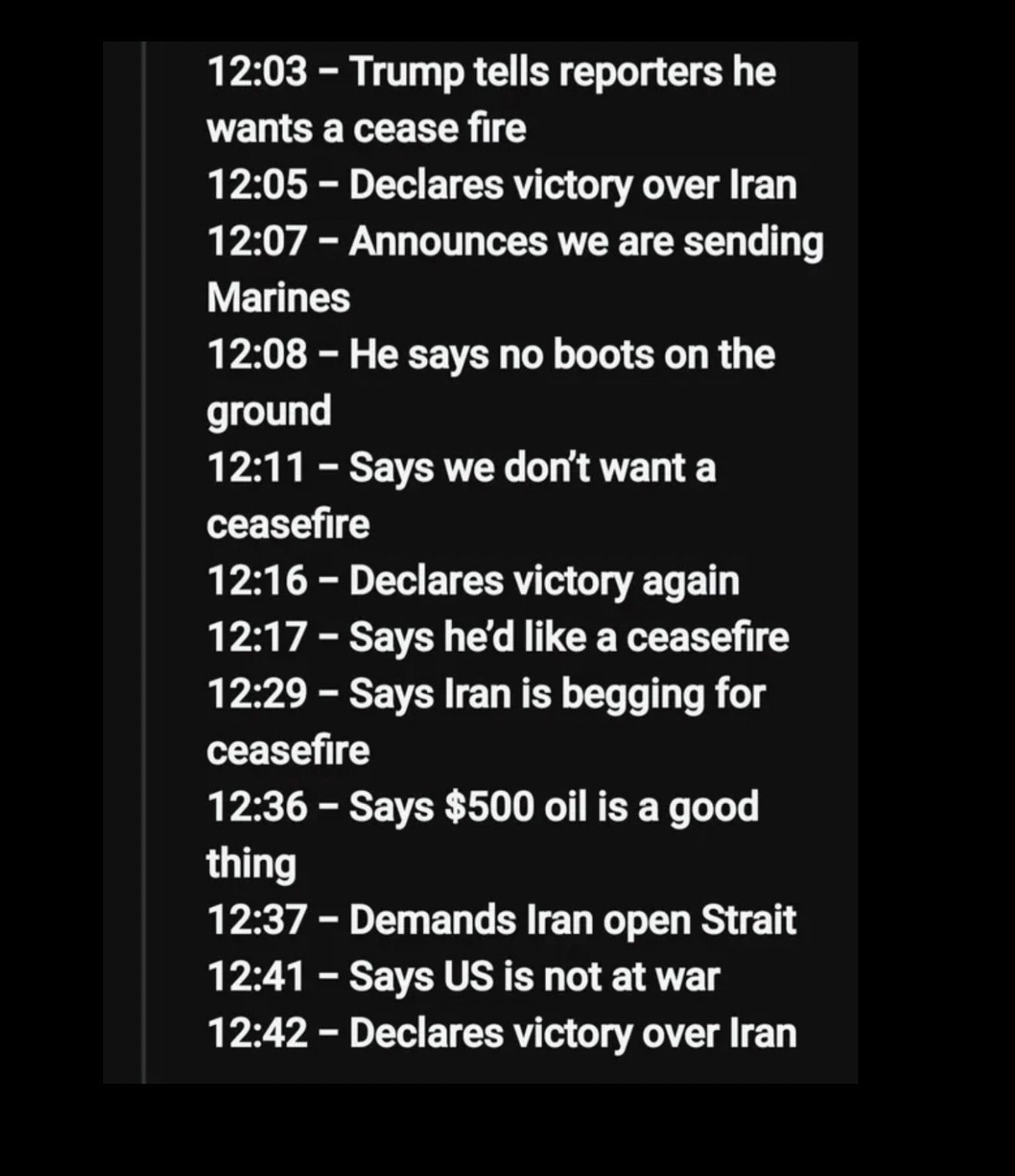This all happened in one press conference #trump #war