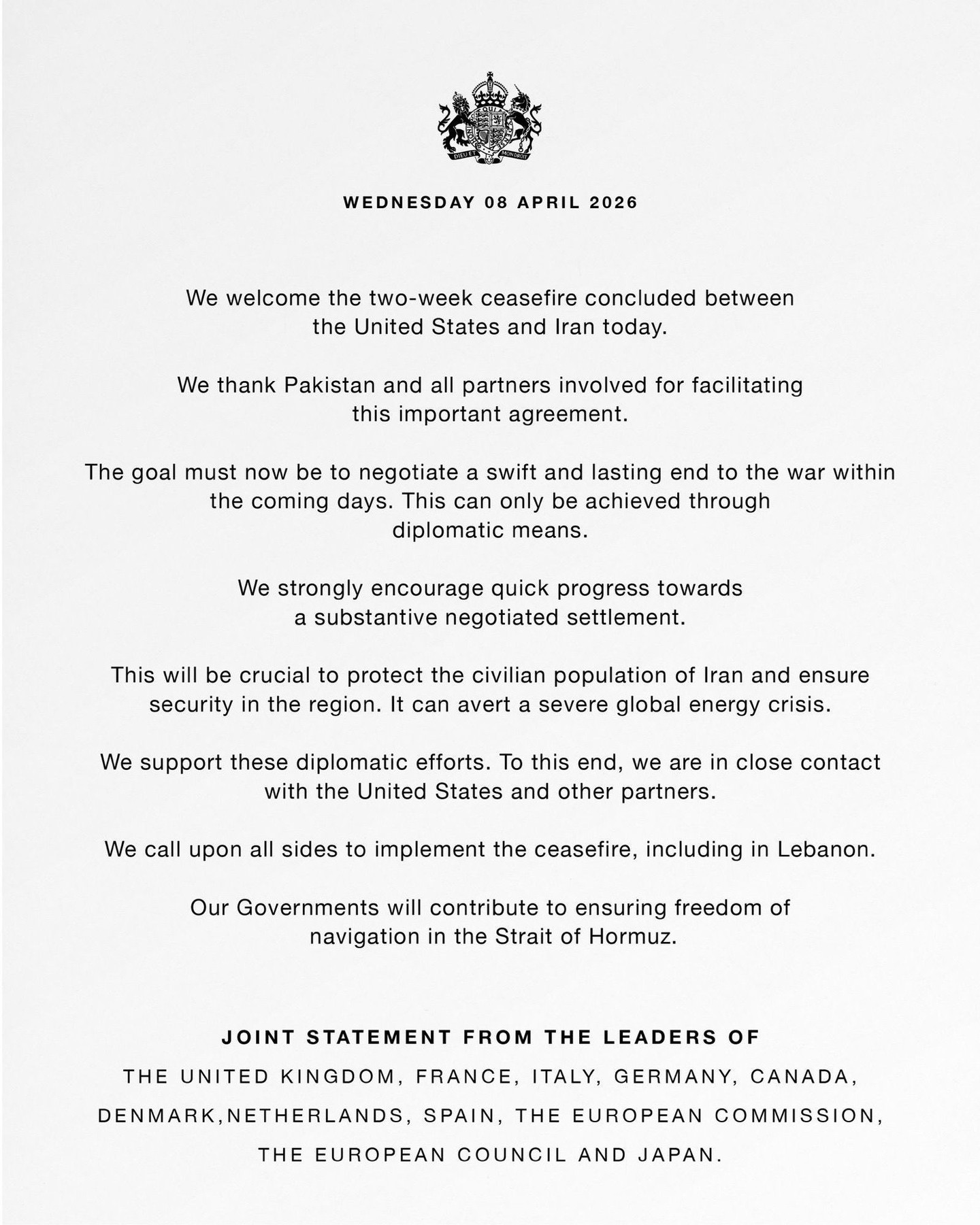 BREAKING: JOINT STATEMENT FROM THE LEADERS OF THE #EU UNITED KINGDOM, FRANCE,…