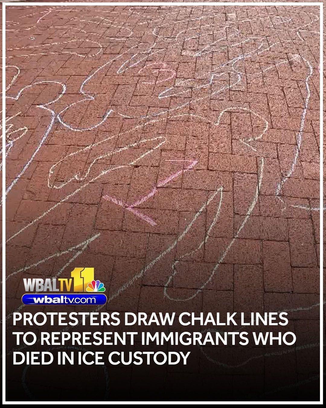 Demonstrators drew chalk lines on the sidewalk in Hagerstown in protest of a…