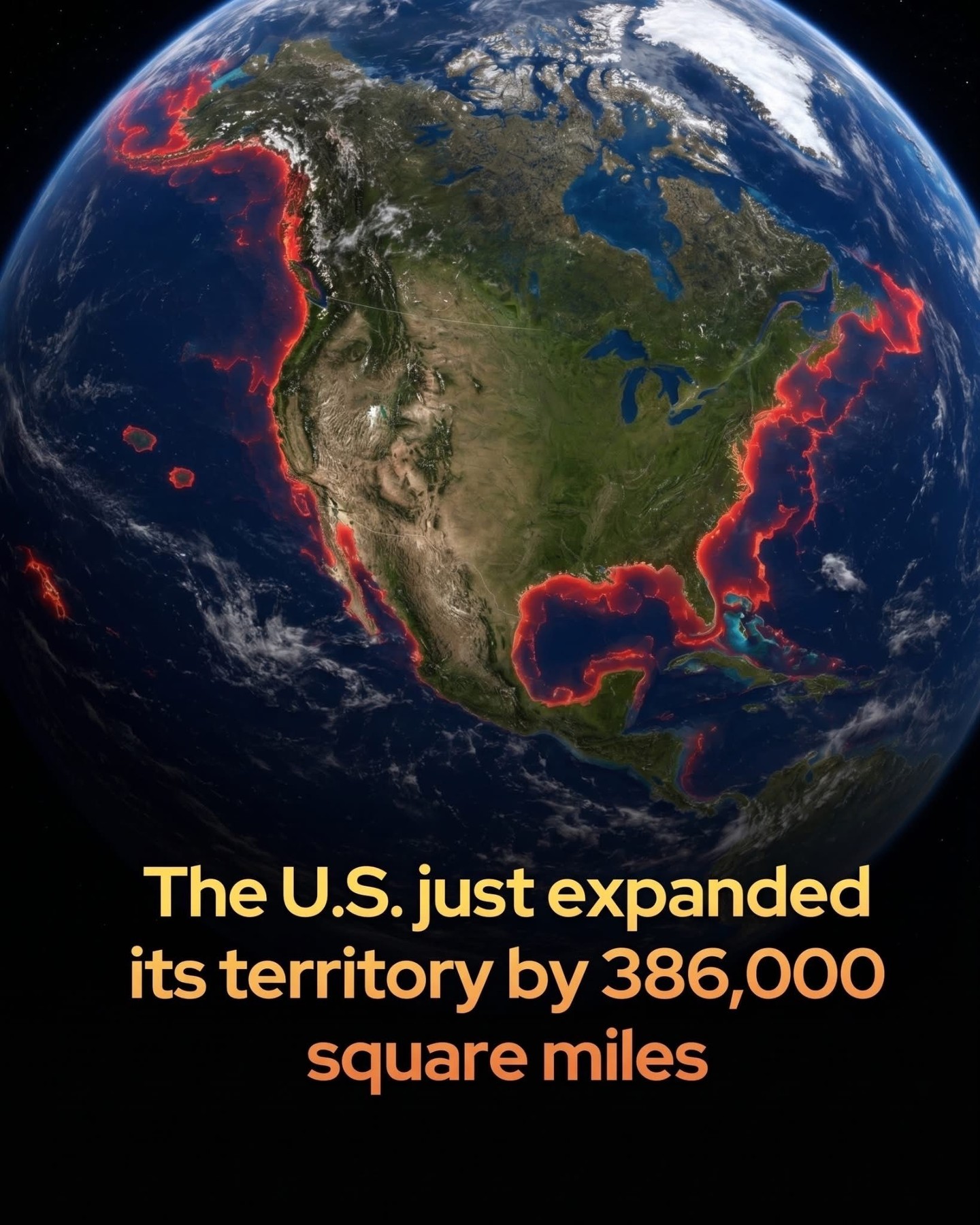 ❓❓ 🚨The U.S. just claimed  386,000 square miles of new territory.
That’s an…