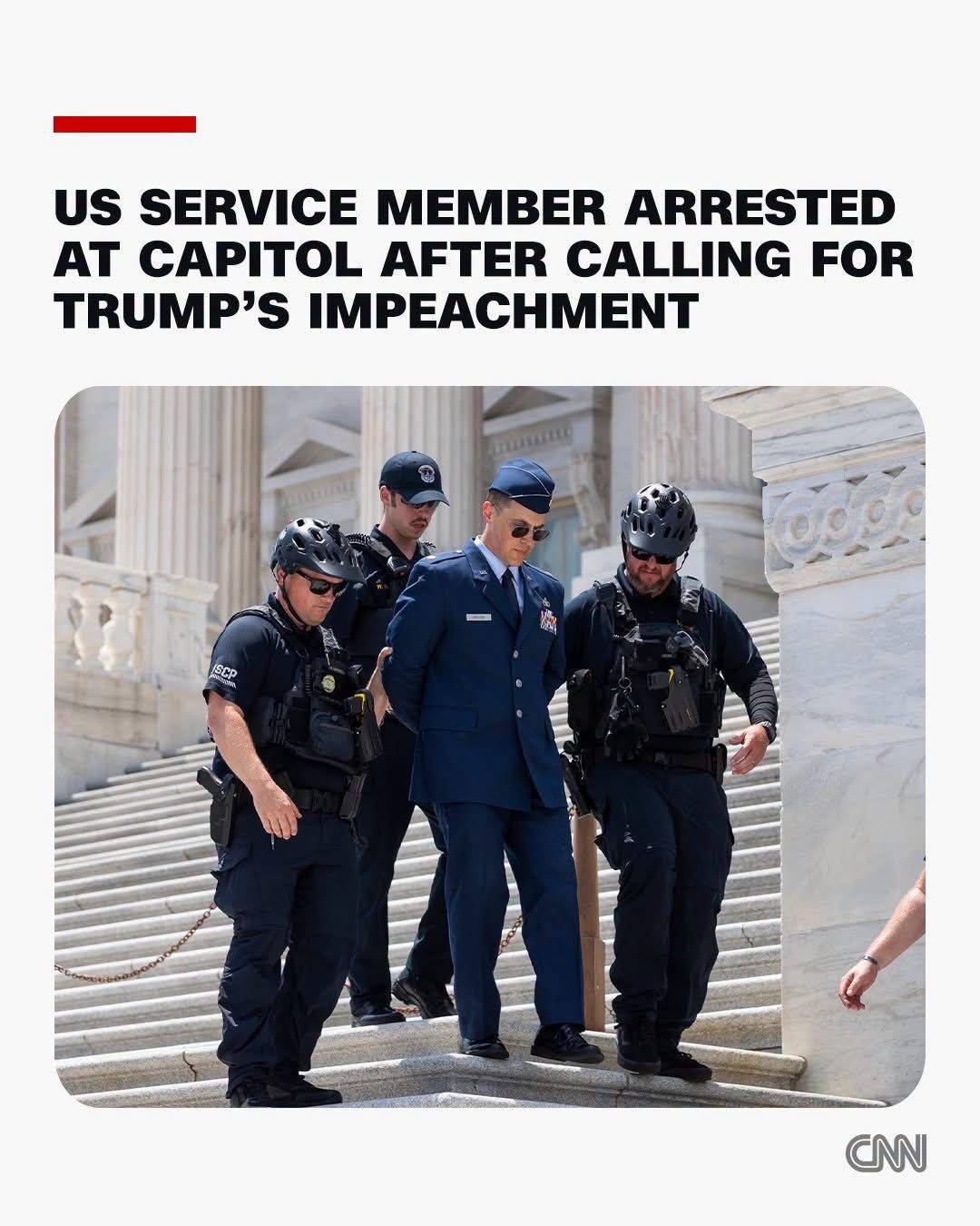A US Air Force major was arrested on the steps of the US Capitol on Wednesday…