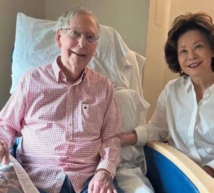 The office of Senator Mitch McConnell has released an image of him and wife…