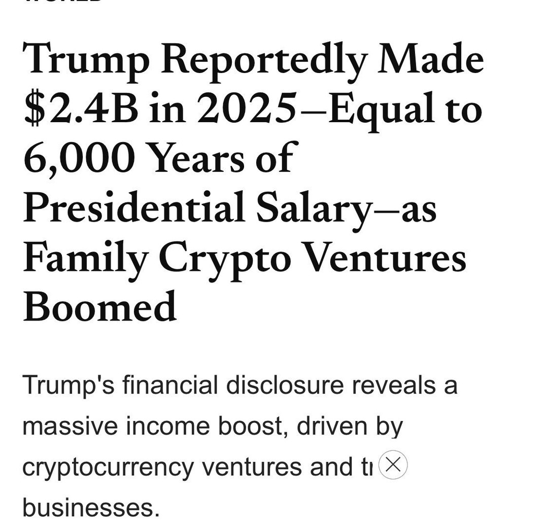 Trump Reportedly Made $2.4B in 2025—Equal to 6,000 Years of Presidential…